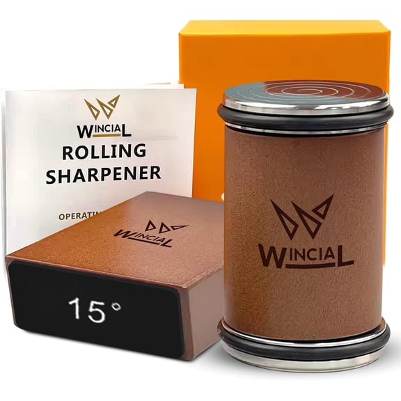 Rolling Knife Sharpener | Professional 15 Angle Manual Knife Sharpener For Japanese & Precision Blades with Magnetic Base & Non-Slip Grip