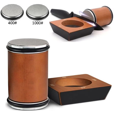 Rolling Knife Sharpener System Kit,4-Angle Tumbler Double Diamond 400 1000 Discs Sharpening Stone for Kitchen Knives