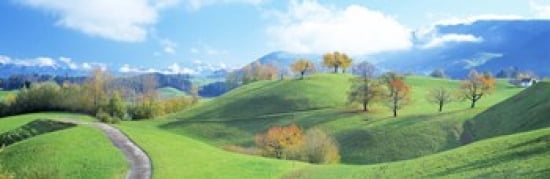 Rolling Landscape Zug Switzerland Canvas Art - Panoramic Images (36 x 12)