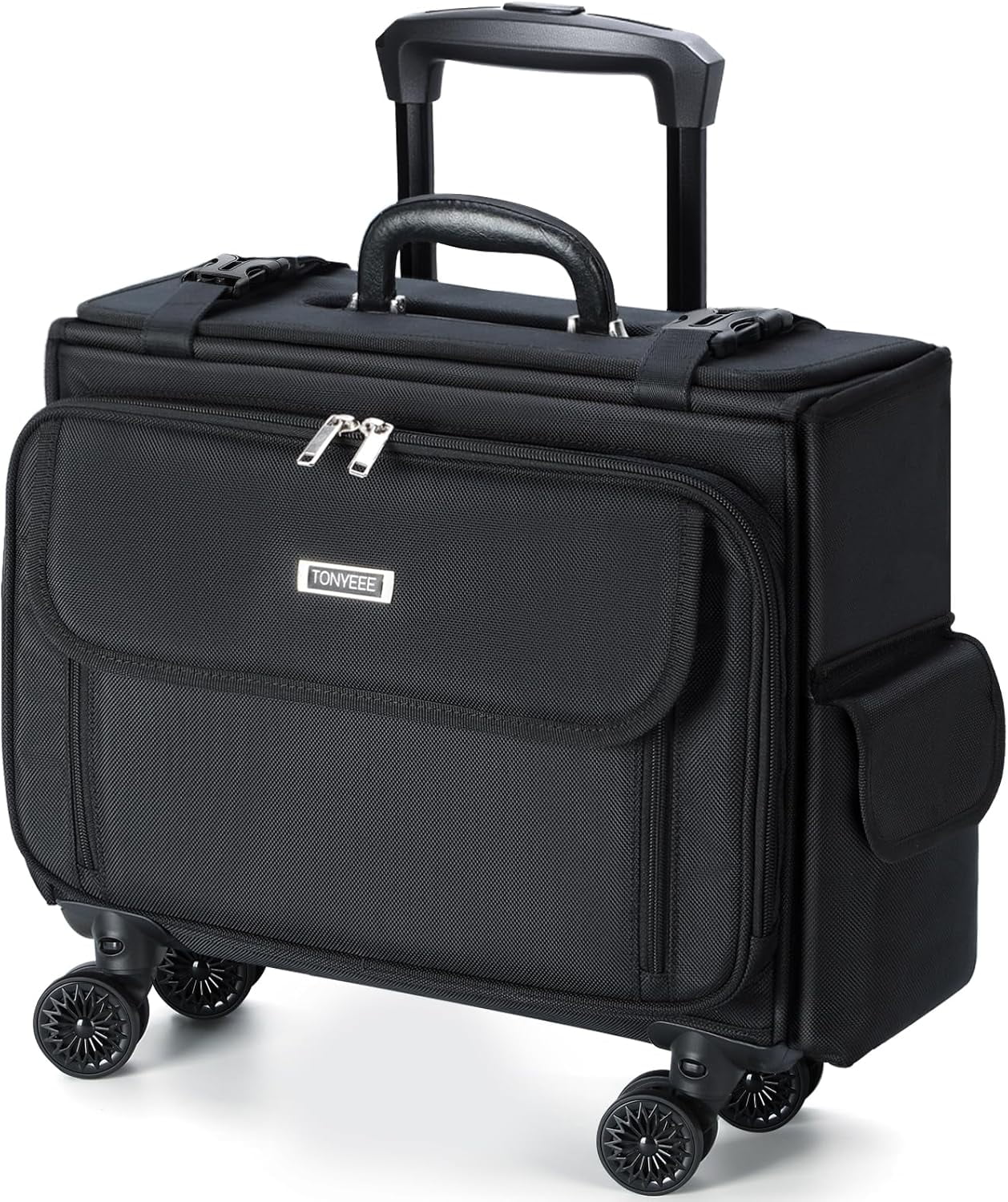 Rolling Laptop Bag 15.6 Inch (M Size) Rolling Laptop Briefcase on Wheels Computer Bag Laptop Case for Work Travel Business Men Women, Black