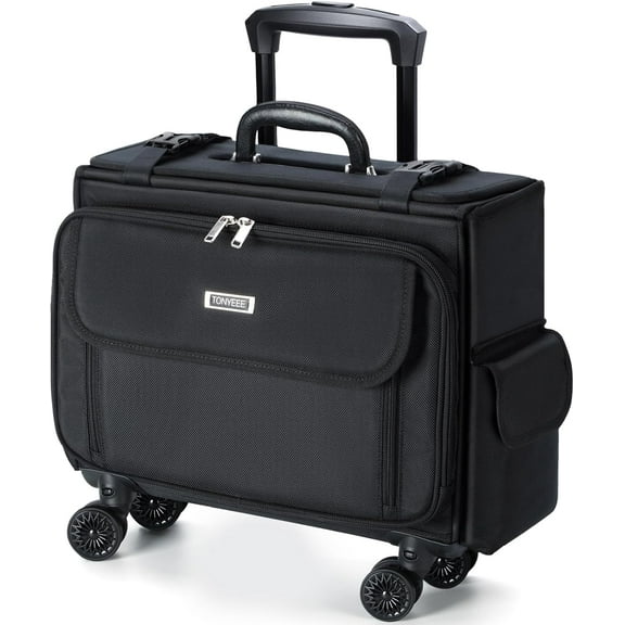 Rolling Laptop Bag 15.6 Inch (M Size) Rolling Laptop Briefcase on Wheels Computer Bag Laptop Case for Work Travel Business Men Women, Black