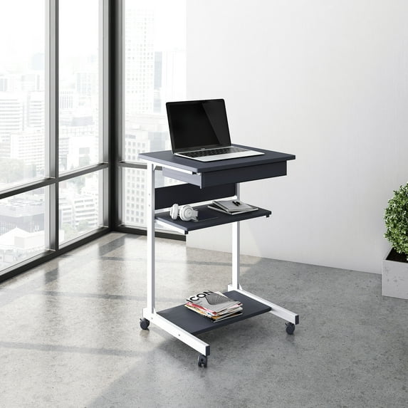 Rolling Laptop Cart With Storage, Graphite