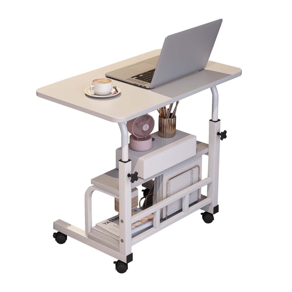 Rolling Laptop Desk Height Adjustable 23.6"-33.5", Mobile Stand Up Computer Cart