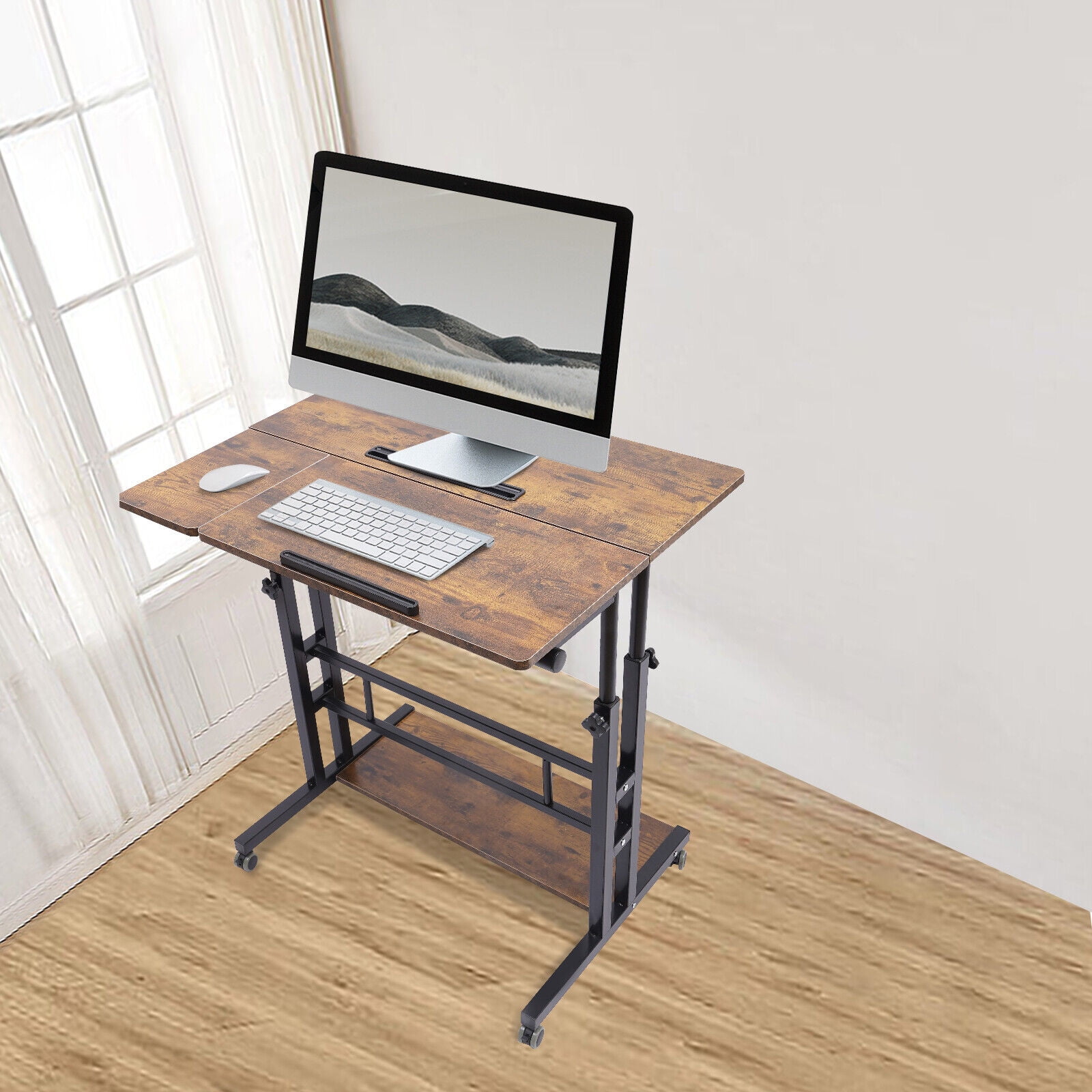 Rolling Laptop Desk Mobile Stand Up Desk Adjustable Sofa Bedside