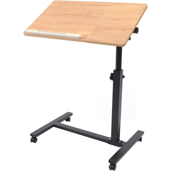 Rolling Laptop Table Lap Desk for Laptop, 360 Rotation Mobile Rolling Desk Computer Cart Rolling 58-90cm Height Adjustable Desk Tilting Laptop Lectern Speakers Podium Mobile Workstation