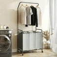thumbnail image 1 of Rolling Laundry Basket Organizer with Hanging Clothes Rack: 3 Section Laundry Hamper Sorter with Hanging Bar and Heavy-duty Lockable Wheels - Clothes Rack with Laundry baskets, 1 of 7