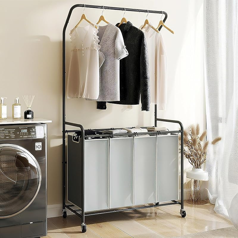 Laundry Sorter With Hanging Bar