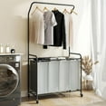 thumbnail image 1 of Rolling Laundry Basket Organizer with Hanging Clothes Rack: 4 Section Laundry Hamper Sorter with Hanging Bar and Heavy-duty Lockable Wheels - Clothes Rack with Laundry baskets, 1 of 16