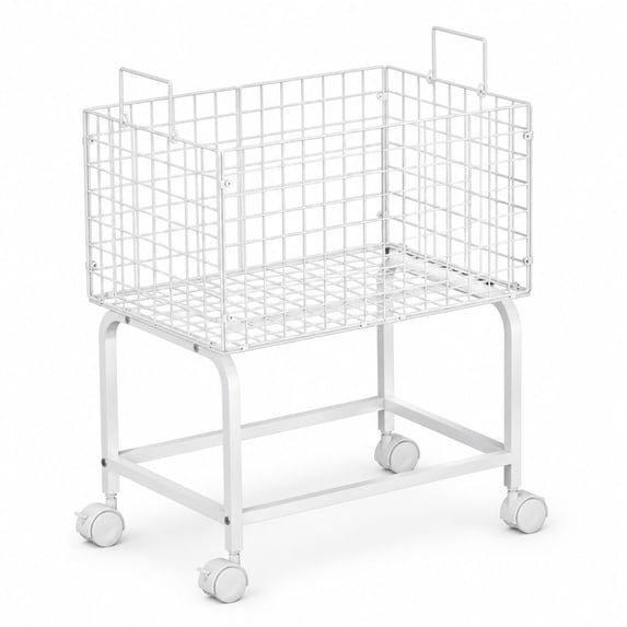 Rolling Laundry Basket with Handle and Wheels, 80L Wire Laundry Hamper ...