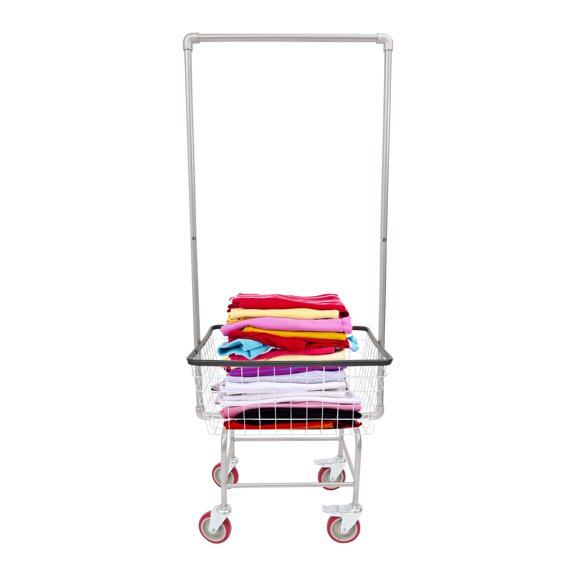 Rolling Laundry Cart 110lbs Capacity Utility Cart with Removable Basket Steel Wire Hamper with 4 Wheels(2 With Brakes) for Home Hotel Bathroom