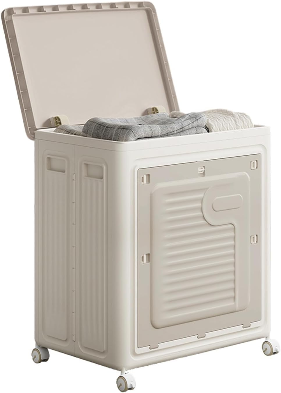 Rolling Laundry Hamper With Lid, Clothes Storage Box Household 123L Large Clothes Capacity Flip Clothing Quilt Storage Box Bedroom Foldable Storage Box
