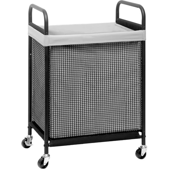 Rolling Laundry Hamper with Wheels 1-Section Laundry Sorter Rolling Laundrys Basket on Wheels with Removable Bag Clothes Hamper Laundrys Organizer Cart Bathroom Bedroom 90L Grey