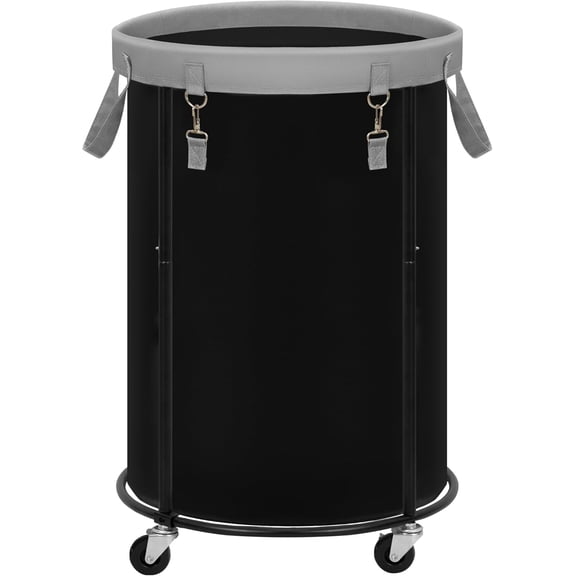 Rolling Laundry Hamper with Wheels 110L Laundry Basket, Round Laundry Cart with Metal Frame and Removable Bag, Clothes Hamper for Bedroom, Bathroom, Dorm Room, Laundry Room, Black