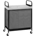 thumbnail image 1 of Rolling Laundry Hamper with Wheels 2-Section Laundry Sorter Rolling Laundrys Basket on Wheels with Removable Bag Clothes Hamper Laundrys Organizer Cart Bathroom Bedroom 100L Grey, 1 of 15
