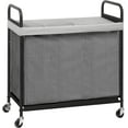 thumbnail image 1 of Rolling Laundry Hamper with Wheels 3-Section Laundry Sorter Rolling Laundrys Basket on Wheels with Removable Bag Clothes Hamper Laundrys Organizer Cart Bathroom Bedroom 120L Grey, 1 of 8