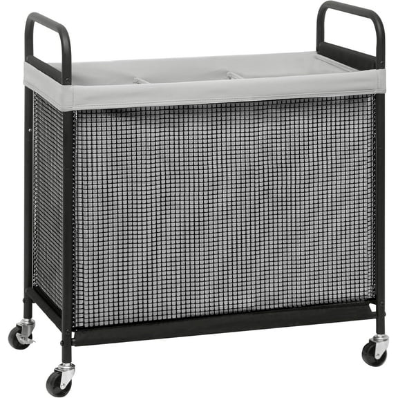 Rolling Laundry Hamper with Wheels 3-Section Laundry Sorter Rolling Laundrys Basket on Wheels with Removable Bag Clothes Hamper Laundrys Organizer Cart Bathroom Bedroom 120L Grey