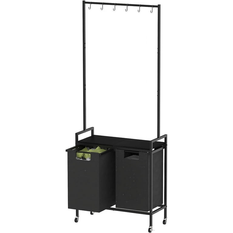 Laundry sorter with online hanging bar and shelf