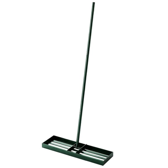 Rolling Lawn Aerator Leveling Rake Green - Powder-Coated Metal with 3 Detachable Handle Sections for Yard Care