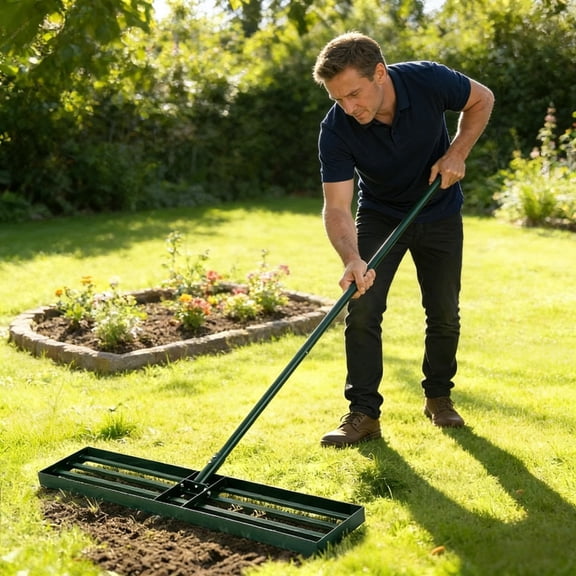 Rolling Lawn Aerator with Heavy Duty Steel Core & Handle