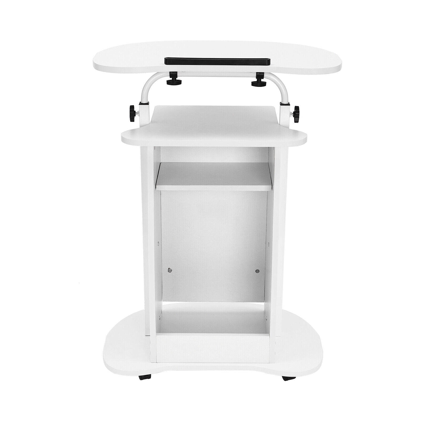 Rolling Lectern Cart Laptop Desk on Wheels, Podium Stand for Classroom