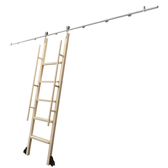Rolling Library Hardware 10FT, Sliding Library Kit with 2 Pulleys 220LBS Capacity for Home Library