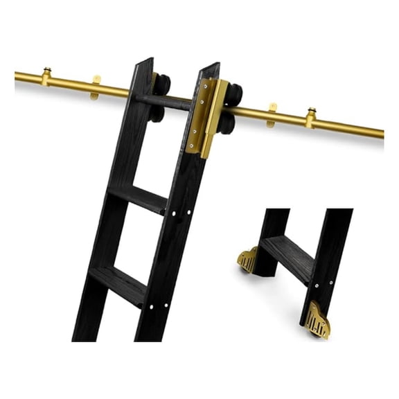 Rolling Library Ladder Kit, Telescopic Upper , Multi-use for Loft Stairs/Bookshelf (3.9FT Sliding Kit)