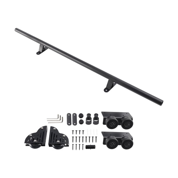 Rolling Library Sliding Ladder Hardware Kit Floor Roller with Brake 3.3FT Round Tube