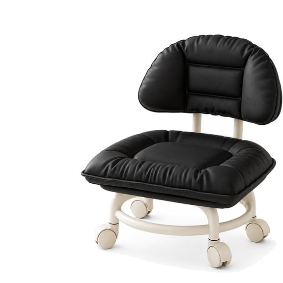 Rolling Low Stool with Backrest, Padded Seat & Silent Casters Small Chair | Perfect for Workshops, Garages or Studios – Comfortable and Mobile Heavy Duty Shoe Change Stool with Wheels Minimalist