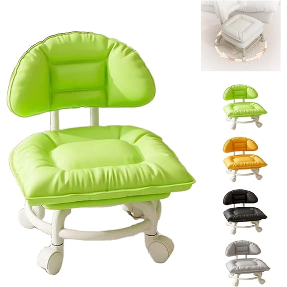 Rolling Low Stool with Backrest, Rolling Backrest Chair, Green | with Padded Seat & 360° Silent Casters, Cloud Comfort Swivel Stool, Cloud-Soft Cushion for Workshops, Garages, Studios, Home