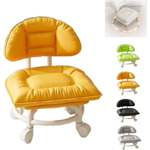 Rolling Low Stool with Backrest, Rolling Backrest Chair, Orange | with Padded Seat & 360° Silent Casters, Cloud Comfort Swivel Stool, Cloud-Soft Cushion for Workshops, Garages, Studios, Home