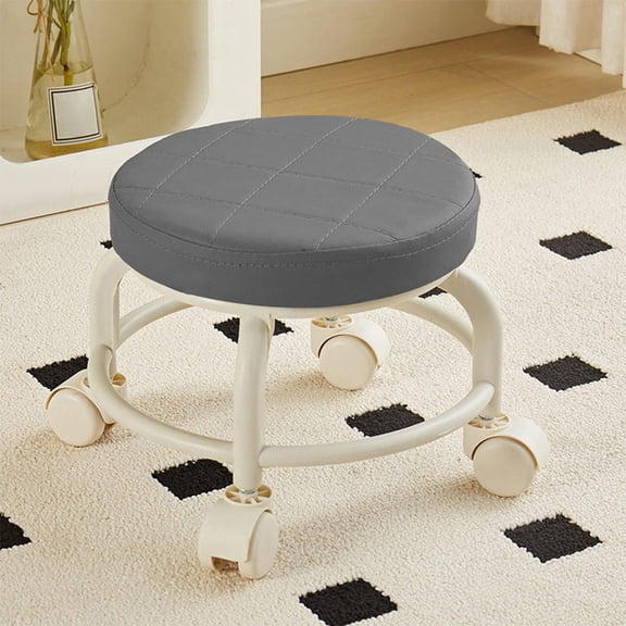 Rolling Low Stool with 360 Degree Swivel Wheels, Ergonomic Cushion Seat, Small Roller Stool for Easy Mobility