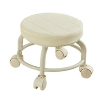 Rolling Low Stool with 360° Swivel Wheels – Ergonomic Cushion Seat, Compact Small Stool for Home/Office, 9.84 x 9.84 x 8.66 in, 1.72 lb