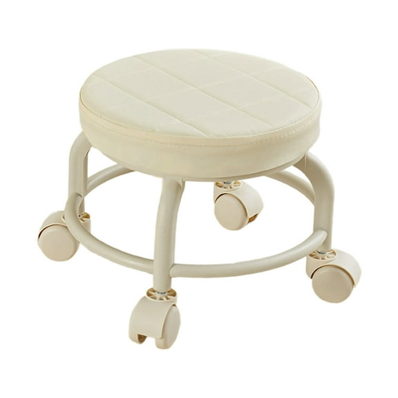 Rolling Low Stool with 360° Swivel Wheels – Ergonomic Cushion Seat, Compact Small Stool for Home/Office, 9.84 x 9.84 x 8.66 in, 1.72 lb