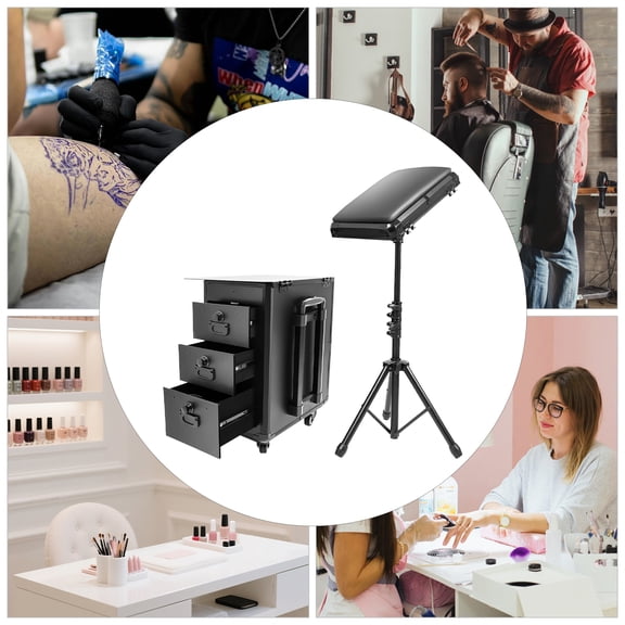 Rolling Makeup Case with Adjustable Workstation, Large-Capacity 3-Drawer Storage, Silent Universal Wheels & Secure Combination Lock Ideal for Makeup Artists & Beauty Professionals