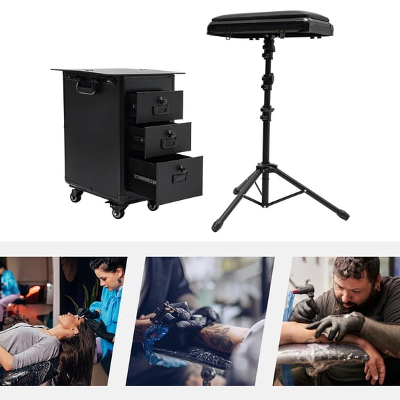 Rolling Makeup Case, Makeup Train Box Large Storage Travel Make-up Trolley Cosmetic Travel Organizer with 3 Side Drawers & Wheels, Cosmetic Case Salon Barber Bag Traveling Cart, Load 44.09lbs