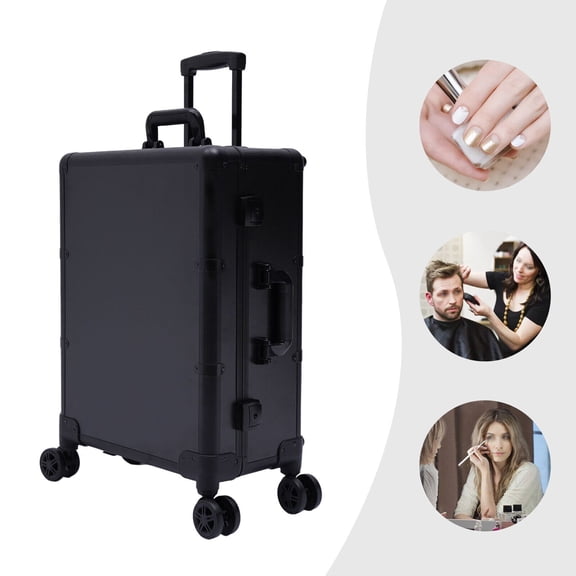 Rolling Makeup Train Case Cosmetic Trolley Organizer Travel w/LED Light &Mirror