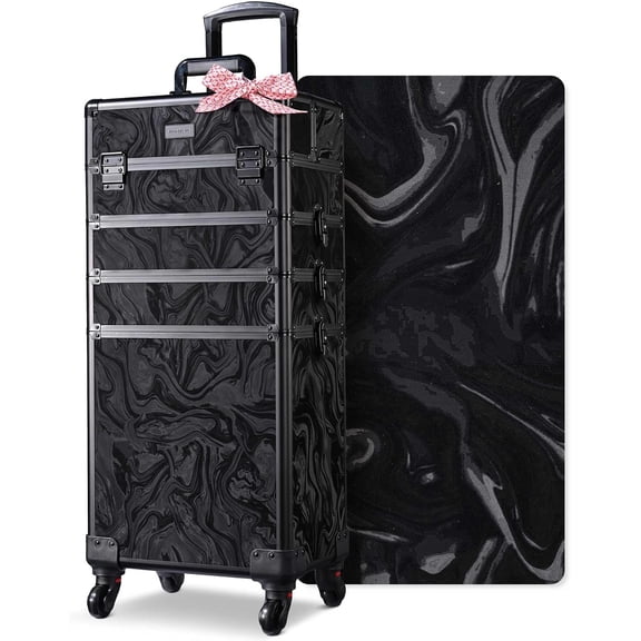 Rolling Makeup Train Case on Wheels 4in1 Cosmetology Profesional Travel Cosmetic Bag Lockable Organizer Box for Hairstylist Artist Nail Beauty Salon Barber,CoyoteButtes Shadows