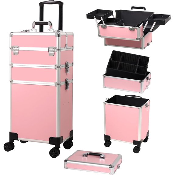 Rolling Makeup , Wheels with Large Storage, Durable Design, Ideal for Makeup Artists, Hairstylists, Techs, Portable Organizer for Travel or Salon Use,