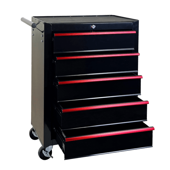Rolling Metal Tool Chest,20 Inch 5-Drawer Tool Storage Cabinet with Lockable Casters & Steel Top Work Surface, Removable Tool Box, Mobile Tool Cart Organizer for Garage Workshop,Black