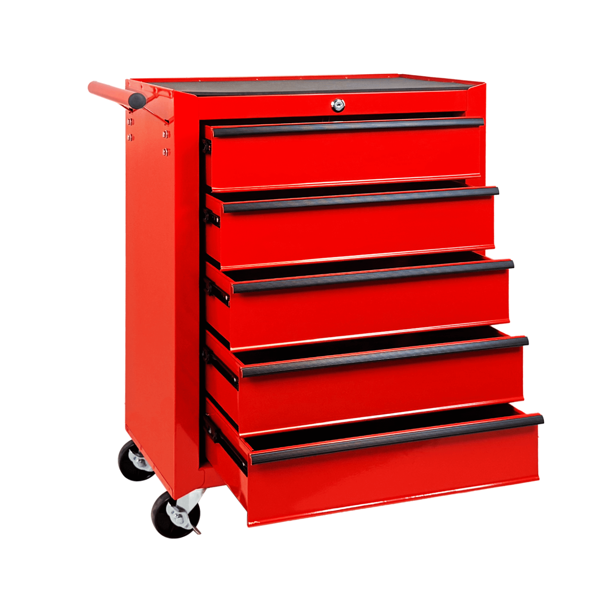 Rolling Metal Tool Chest,20 Inch 5-Drawer Tool Storage Cabinet with Lockable Casters & Steel Top Work Surface, Removable Tool Box, Mobile Tool Cart Organizer for Garage Workshop,Red