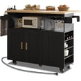 thumbnail image 1 of Rolling Mobile Kitchen Island with Storage and Drop Leaf, Island with Countertop Power Socket and Wheels for Kitchen Appliances, Black, 1 of 15