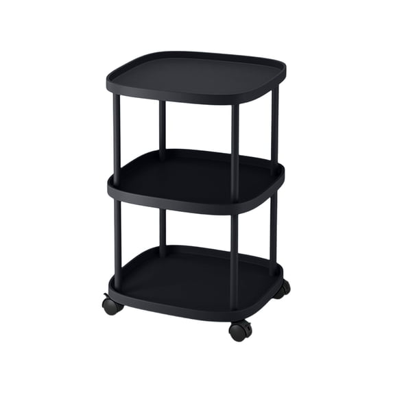 Rolling Mobile Side Table with Wheels - Multi-Purpose Storage Cart for Bedroom, Living Room, Sofa & Narrow Spaces - Modern Design with Ample Storage & Locking Brakes Black