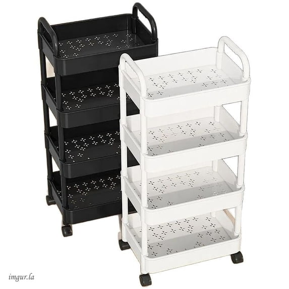 Rolling Multi-Tier Storage Cart: 2-5 Tier Organizer for Kitchen, Living Room & Office (Black/White)