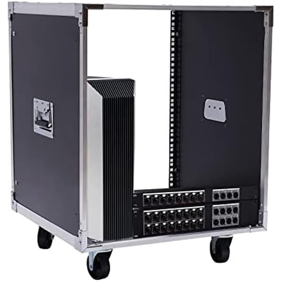 Rolling Network Rack, 12U Equipment Rack, Network Audio Rack with Feet Wheels, Audio Video Telecom Equipment Cabinet with Built-in Handles, 19 Inch Universal Case for Studio, Server, Network Gear