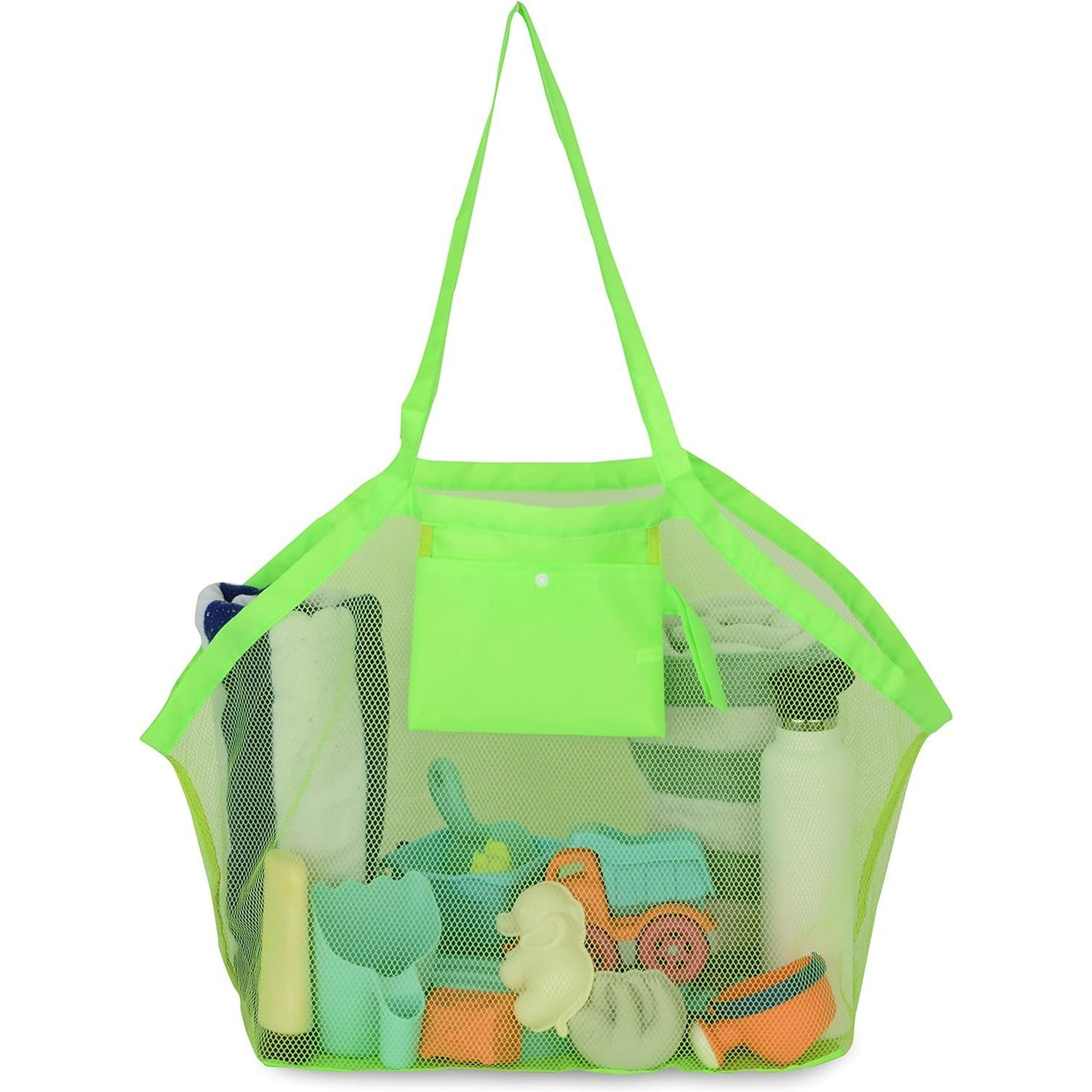 Rolling Nomad - Large Green Beach Toy Reusable Bag, Mesh Tote for