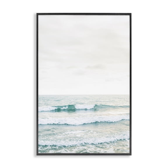 Stupell Industries Rolling Ocean Waves Peace Black Framed Giclee Art, design by Sisi and Seb, 24 x 16