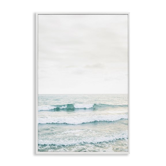 Stupell Industries Rolling Ocean Waves Peace White Framed Giclee Art, design by Sisi and Seb, 24 x 16