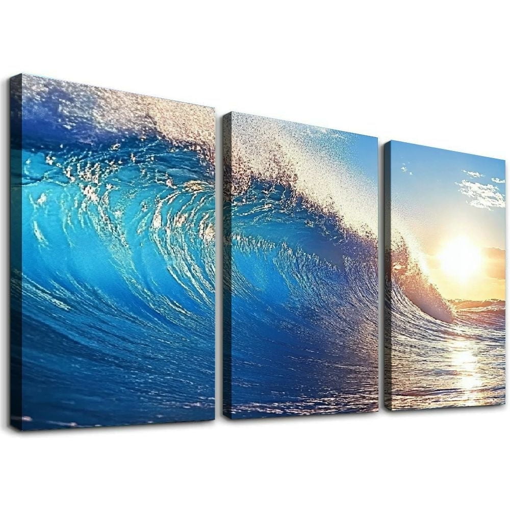Ocean Waves and Sunrise Canvas Wall Art Set for Kids