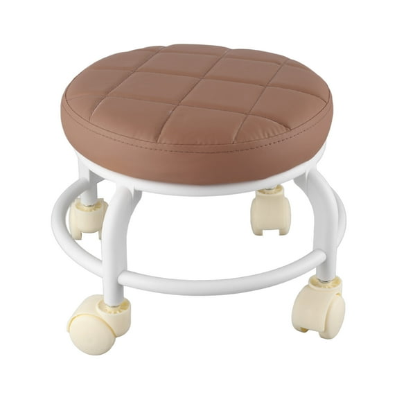 Rolling Ottoman with High-Density Memory Foam, Waterproof, Quiet Wheels, Dual Layers, Perfect as Footrest Stool for Home Office - Coffee Color