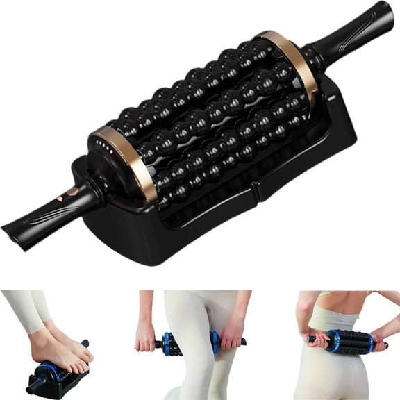Rolling Percussive Massager – Deep Tissue Muscle Massager and Back Roller with Hands-Free Base, Rechargeable Leg Massager Roller, 5-Speed Massage Roller Stick for Legs, Foot & Calf Electric Massager